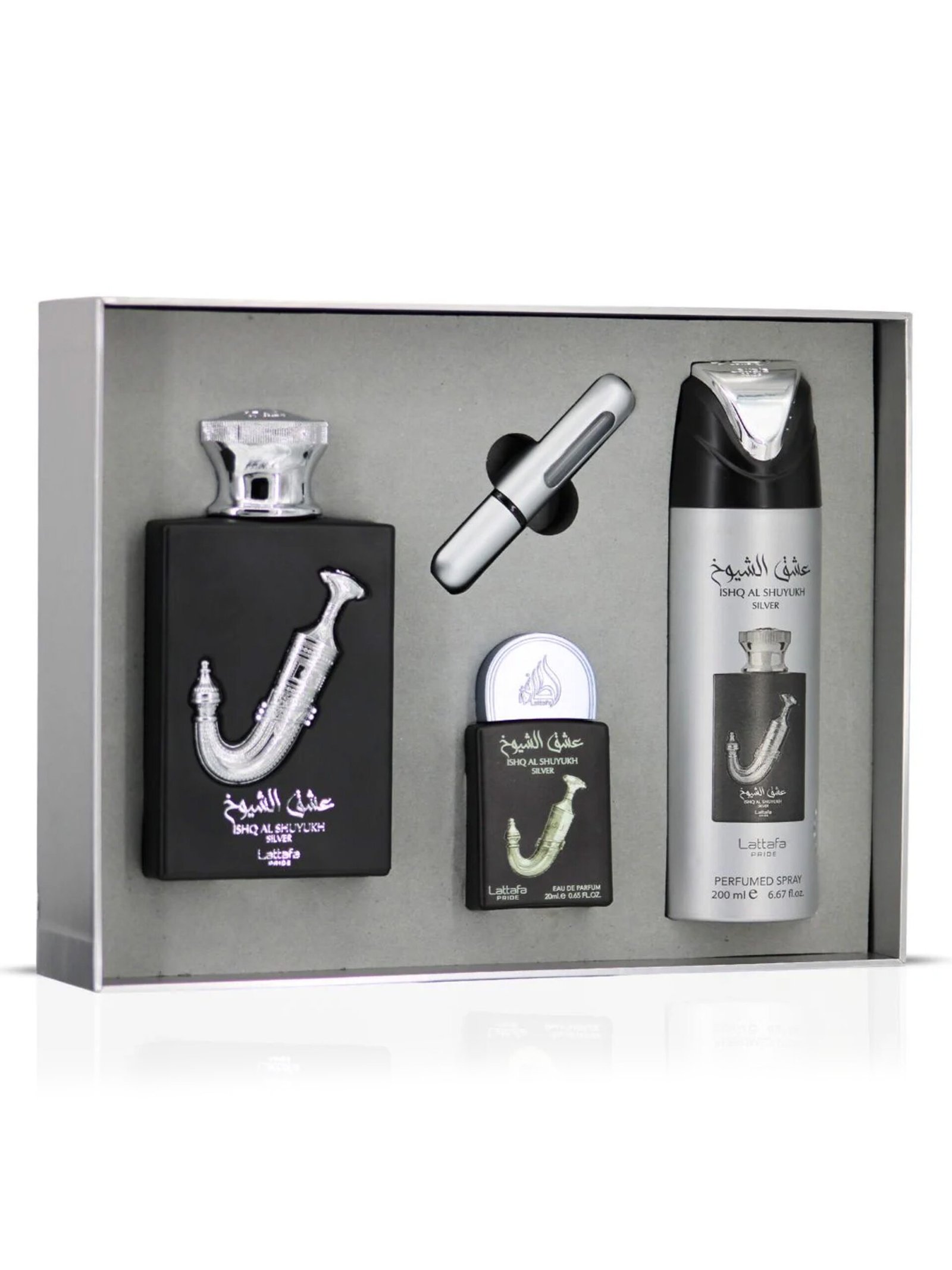 Lattafa<br>ISHQ AL SHUYUKH SILVER GIFT SET 3PCS