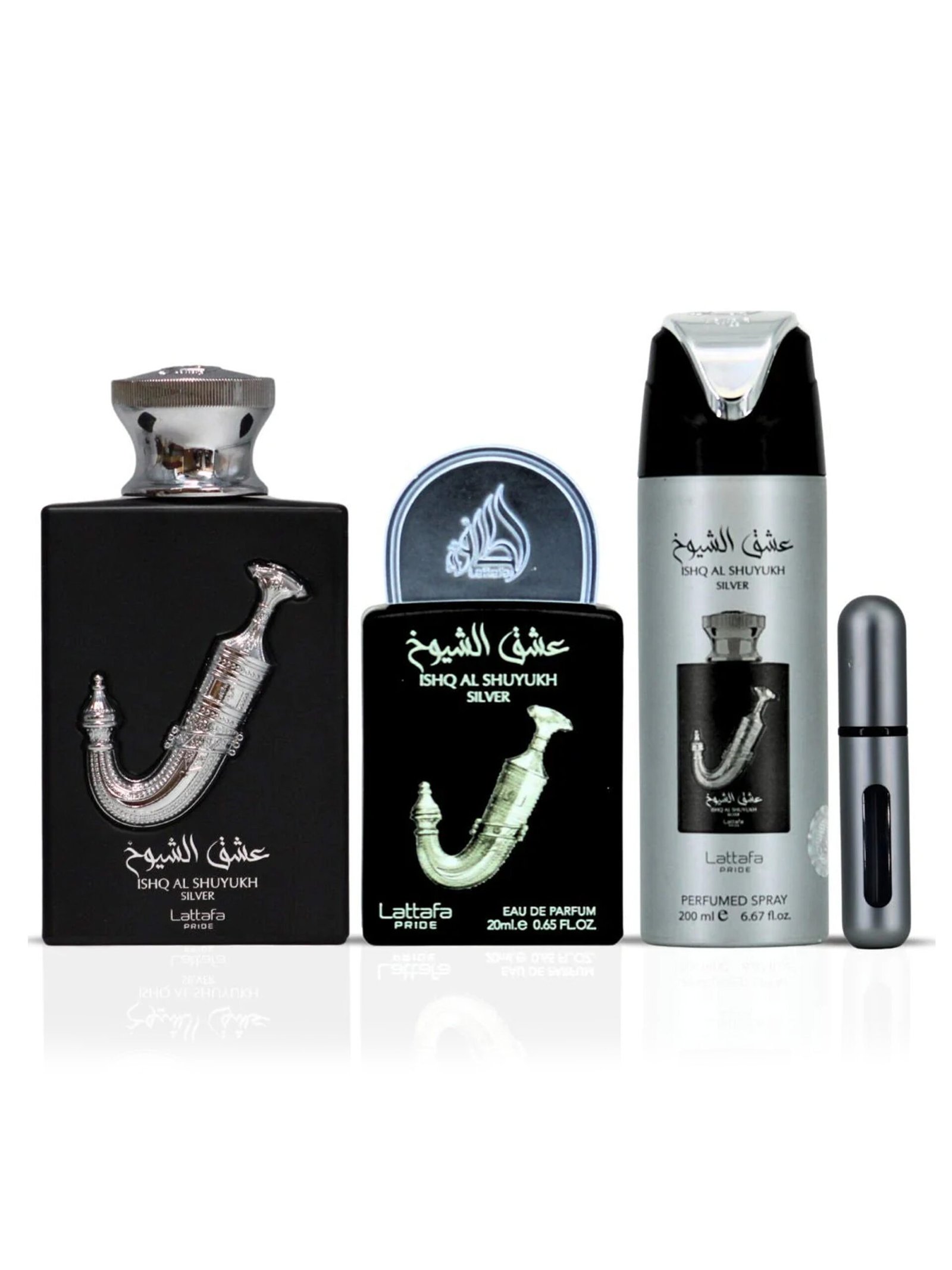 Lattafa<br>ISHQ AL SHUYUKH SILVER GIFT SET 3PCS - Image 2